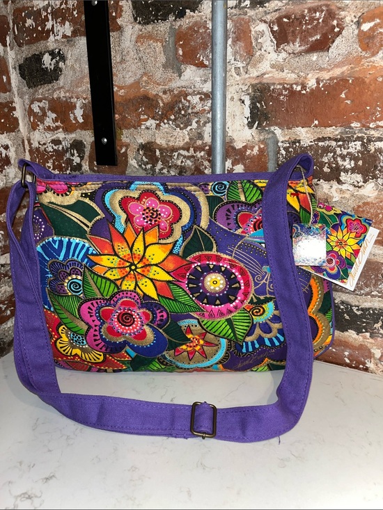 Laurel Burch Handbags - Laurel Burch Multicolor Floral Crossbody with Purple Strap
